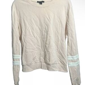 Pink Crewneck Sweater with White Stripes